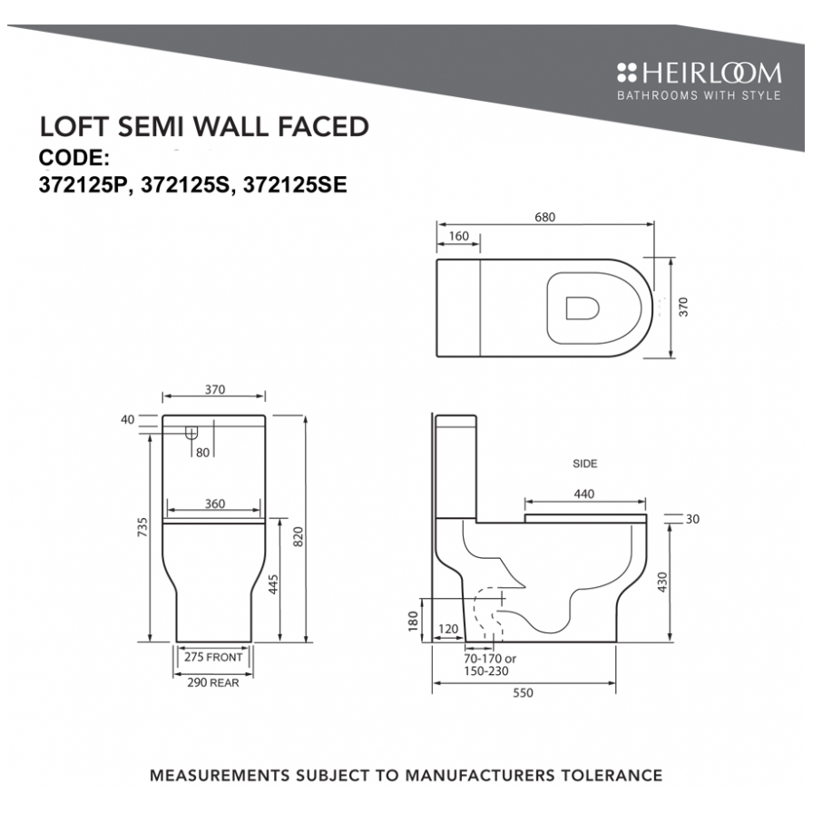 Loft Semi Wall Faced Toilet