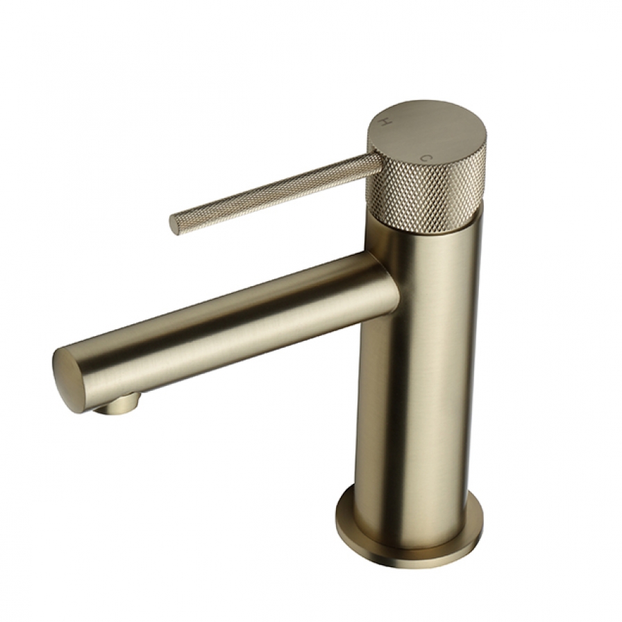 209X Series Knurled Basin Mixer Brushed Brass