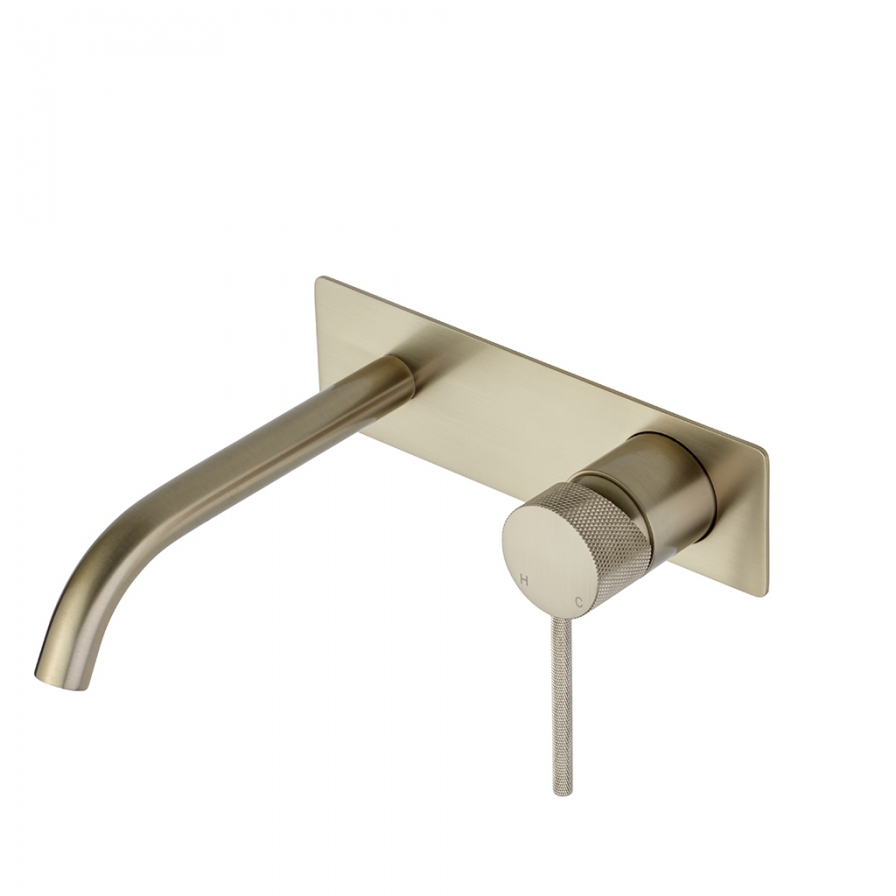 209X Series Knurled Wall Basin Set Brushed Brass