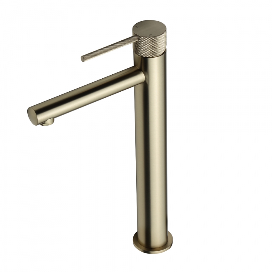 209X Series Knurled Tall Basin Mixer Brushed Brass