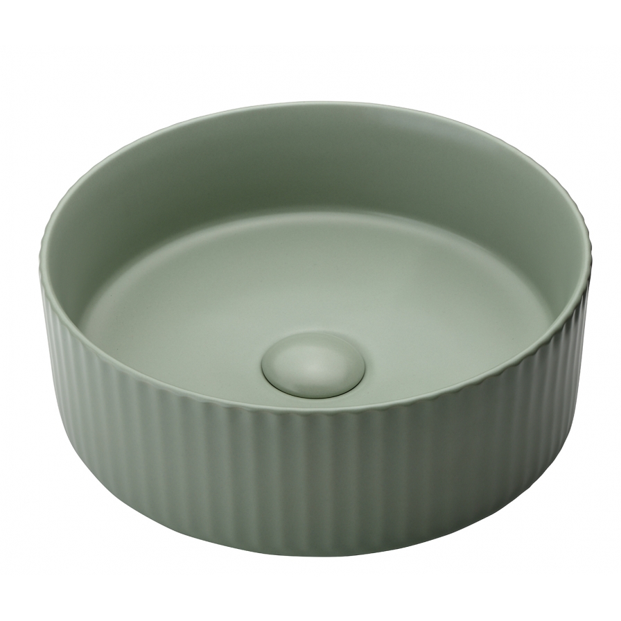 Kolor Radial 360 Fluted Countertop Basin - Sage Green