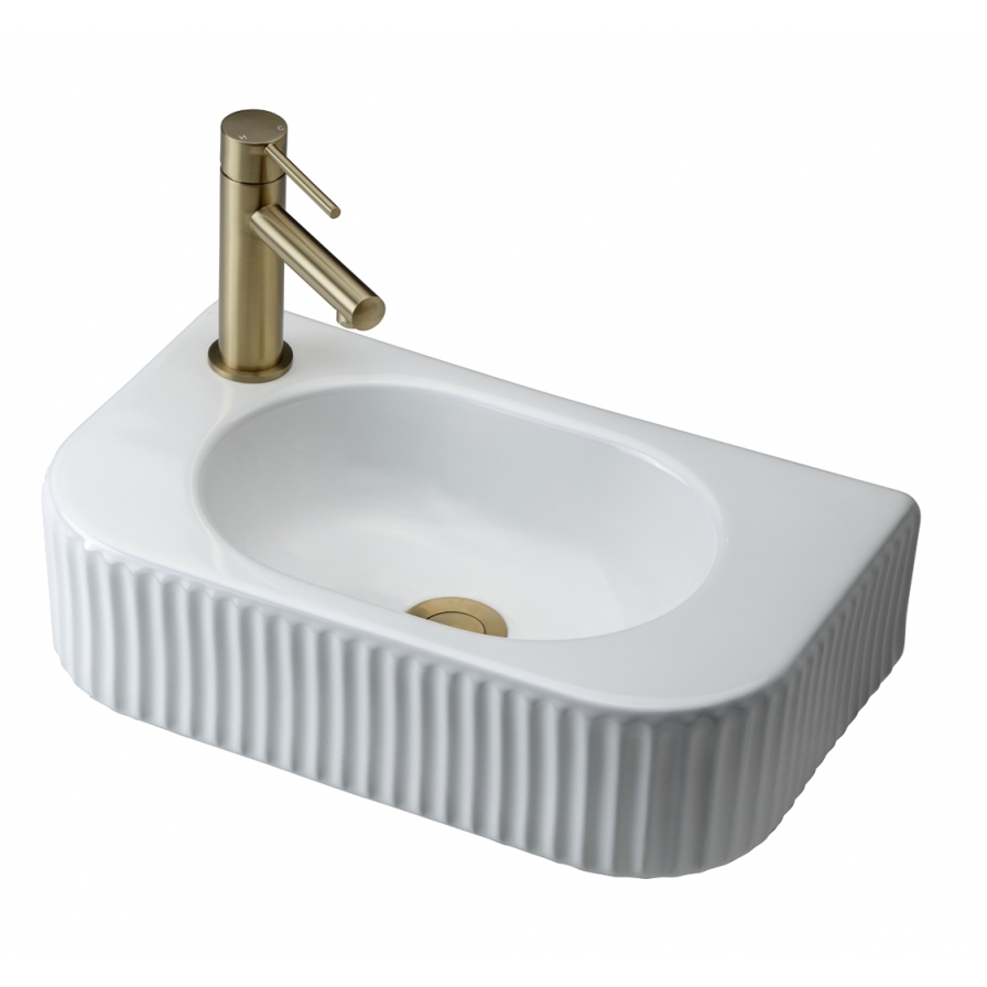 Lineal Fluted Wall Basin Matte White